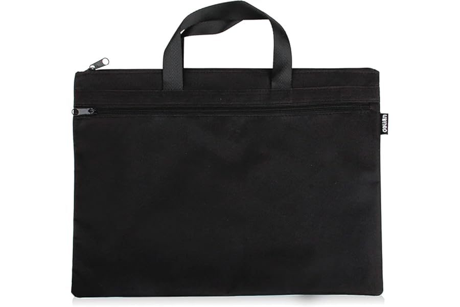 EQLEF Office Document Bag, Men Briefcase File Case Portable A4 File Zipper Bag Black 1 Piece (Black)