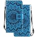 Produktbild LEMORRY Handyhülle für Microsoft Lumia 650 Case Leather Flip Wallet Pouch Slim Fit Bumper Protection Magnetic Strap Stand Card Slot Soft TPU Cover for Microsoft Lumia 650, Blühen Blau