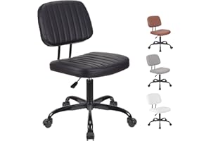 WangPangzi Armless Desk Chair Small Home Office Chair Adjustable Computer Chair with Wheels and Mid Back for Kids,Swivel Chair for Study and Small Space(Black)