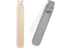 FXDM Long Hot Water Bottle,1L Extra Long Fluffy Hot Water Bottle with Cover UK, Wearable Hot Water Bottle for Body, Neck, Waist and Shoulder