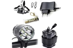 Constefire LED Luz Linterna LáMPARA Torch 5 X LED / 6000 lúmenes LED de Bicicleta/Bici lámpara Luz LED Frontal para Manillar de Bicicleta Bicicletas (5 focos, 3 Modos) con batería
