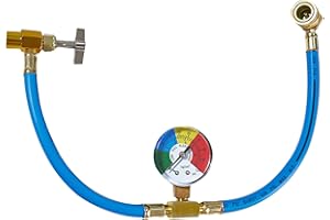 ODDMART R134A 1/2'' Car AC Refrigerant Charge Hose, 1/2 Auto A/C Air Conditioning Refill Regas Recharge Measuring Aircon R134a Gas Filling Safe Kit with Pressure Gauge Dispensing Valve Tap Puncturing Can Open