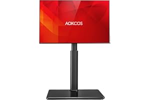 AOKCOS Supporto TV da Pavimento inclinabile per 32-55 65 70 Pollici, Girevole & Altezza Regolazione Mobile Porta TV da Terra, Max VESA 400x400mm 40kg