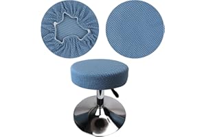 HuaLiSiJi Copri Sgabello Rotondo 30-40cm Tessuto di Lusso, Estensibile Ingualcibile Lavabile Antipolvere Morbido e Resistente, Trasforma Gli Sgabelli in Pochi Secondi (1, Blu)