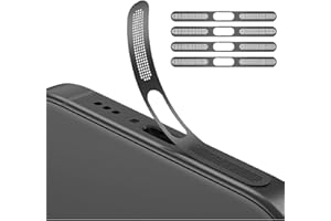 GIOPUEY Mesh Anti Dust Metal Sticker for iPhone 17 Pro, 4 Pack Integrated Protective Speaker and Charging Port - Black