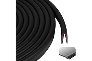 Flintronic 6M Moldura de Borde de Goma, 14MM x 9MM Canal en U Perfil Protector de Bordes, Protector Flexible Autoadhesivo para Espejos, Puertas de Coche, Escotillas, Esquinas de Mesa(Negro