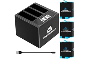 Homesuit Hero 12/11/10/9 Batteries 1800mAh and 3-Channel LCD Storage Charger for Gopro Hero 12 Black, Hero 11 Black, Hero 10 Black, Hero 9 Black Battery AHDBT-901 (3-Pack)