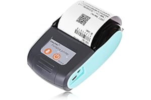 QOTSTEOS Mini Stampante Termica Bluetooth, Macchina per Ricevute POS USB Wireless da 58 mm, Stampante termica portatile, compatibile per Android / iO-S e / Windows, per lo studio/note/ricevute/etichette(Blu)