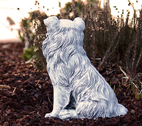 Steinfigur Hund Collie, Frost- und wetterfest bis -30°C, massiver Steinguss - 5
