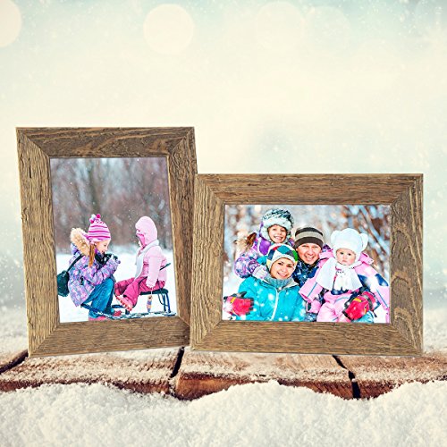 2er Bilderrahmen-Set 13×18 cm Strandhaus Rustikal Eiche-Optik Natur Massivholz mit Glasscheibe inkl. Zubehör / Fotorahmen - 7