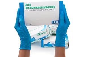 SF MEDICAL PRODUCTS GMBH Guanti in Nitrile, 90 pezzi scatole (XXL, blu), guanti da visita monouso, senza polvere, guanti per la pulizia, cucina sanitaria, pulizia della cucina, senza lattice, pulizia sicurezza manipolazione d