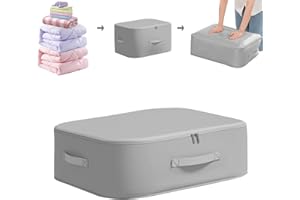 BriLumin Cajas Almacenaje Ropa con Cremallera 60L, Almacenamiento y Organización de Ropa, Caja de Almacenamiento con Asa Reforzada, para Edredones, Almohadas, Ropa, Ropa de Cama, Mantas