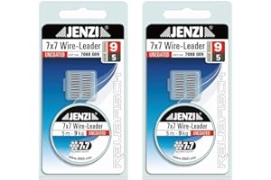 STMK Set of 2 Jenzi steel leaders, Powerflex, 7 x 7, 6, 9, 12, 15 or 20 kg, with 20 clamping sleeves leader + free Petri Heil! sticker