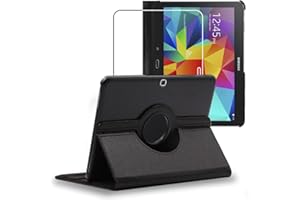 ebestStar - Coque pour Samsung Galaxy Tab 4 10.1 SM-T530, T533 T531 T535, Etui Rotatif 360, Housse Protection PU Cuir, Noir + Verre Trempé