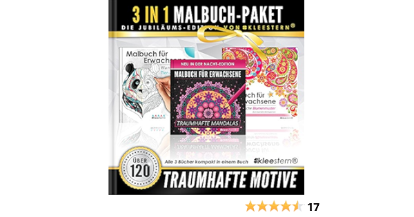 3 In 1 Malbuch Fur Erwachsene 120 Motive Blumenmuster Mandalas Tierportraits Amazon De Malbucher Kleestern Erwachsene Geschenkideen Fur Bucher