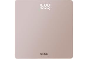 Homebuds Bathroom Scales for Body Weight, High Precision Assured by Weighing Scales Professional Factory SINCE 2001, Bright White LED and Step-On, 3*AAA Batteries Included, 400lb/182kg/28st, Rose Gold