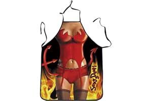 WOO LANDO Fartuch kuchenny z taśmą na szyję do przewiązania – odporny na działanie wody 73 x 57 cm (Devil)