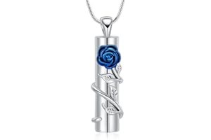 VCCWYQK Rose Flower Urn Necklace with Hollow Cylinder for Ashes for Women Men Cremation Jewelry Keepsake Urn Pendant Memorial Lockets for Loved One