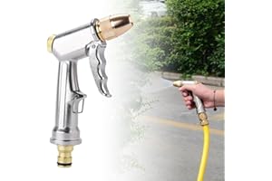 SSRDFU 1 Pcs Ducha de Mano de jardín de acero Inoxidable, Ducha de Alta presión 100% Metal/Pistola rociadora de jardín, Flujo de Agua Ajustable, Palanca de gatillo bloqueable, para riego de jardín