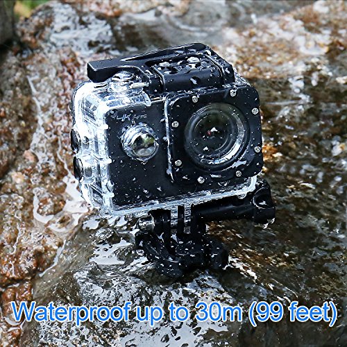 4K Action Kamera, YIPIN Ultra HD Sports Kamera Wifi 24fps 12MP 2,0 Zoll 170 ° Weitwinkel Action Cam Wasserdicht Unterwasser mit 2 Verbesserten Batterien akku und Kostenlose Zubehör Kits - 4