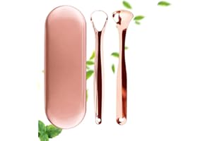 TESTEL Grattoir à langue en cuivre pur | Le grattoir à langue en cuivre pur peut éliminer les toxines et les bactéries, faire ses adieux à la mauvaise haleine (Gold)