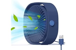 Simpeak USB Ventilator, Mini USB Tischventilator, Klein Ventilator Leise, 3 Speed 360 Grad Drehung, Desk Fan Lüfter für Büro Camping Picknick Ausflüge - Blau