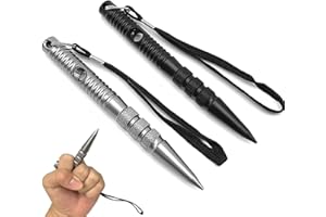 NHPY 2 Pcs 2 En 1 Multifonctionnel Porte-Clés,Fouet D'Autodéfense,Marteau Brise Vitre Voiture,Outil De Sauvetage D'Urgence De Voiture,Perforatrice De Brise-Vitre, Facile À Transporter(noir/Argent,C)