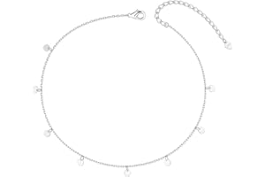 Milacolato Bracelets de Cheville pour Femme en Argent Sterling 925 Étoile Lune Bracelets de Cheville en Zircone Cubique pour Femmes Bracelet de Cheville de Pied Réglable Bijoux de Plage