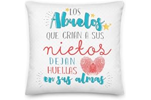 Kembilove Cojín para Abuelo – Cojines Originales y Decorativos para Abuelos – Cojín con Mensajes Los Abuelos Dejan Huellas – Regalos Originales para Regalar el día del Padre