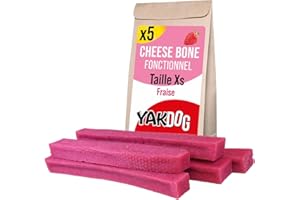 YAKDOG SANTÉ+ - Bâtonnets Fromage Chien XS - Fraise Relax - Effet Calmants & Digestifs - Favorise Sommeil - Renforce Os & Dents - Friandise Longue Durée - 100% Naturel - Belgique