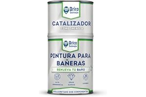 BRICOSALVAJE Pintura para Bañeras Acabado SATINADO Dos Componentes 600+150 ML | Fácil Aplicación | Acabado Cerámico (Blanco Cerámico Aniston)