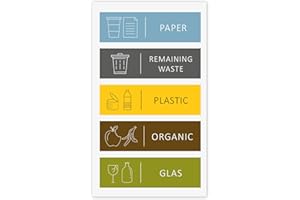 younikat you0023 - Juego de 5 pegatinas para cubo de basura (5 unidades, reciclaje de residuos)