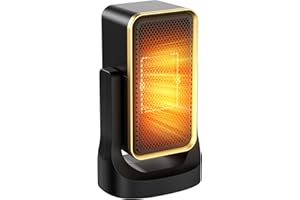 Calefactor Electrico bajo Consumo Ninonly Calefactor bajo Consumo baño Silencioso con Termostato Ajustable a 45° Calentador de Cerámica PTC Ultrasilencioso para Oficina, Hogar y Habitación