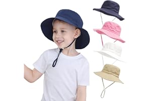 YANWANG Bebé Niños Ajustable Bucket Sun Hat, UPF 50+ Protección Solar Gorra de Playa para Niños Pequeños Niñas