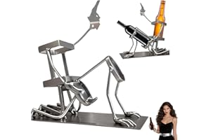 TELAOBAN Totenkopf Cola und Weinflaschenständer, Lustiger Metall Totenkopf Skelett Bar Deko, Halloween Weinflaschenständer, Steampunk Stil Getränkeständer, für Zuhause, Küche, Bar, Tischdekoration