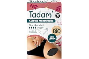 Tadam' - Culottes de règles en Coton Bio - Flux Abondant - Protection Sure & Confortable - Culotte Menstruelle Lavable et Réutilisable - 12h de Protection - Taille S