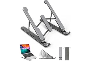 Aovuyck-Store Support Ordinateur Portable, Support PC Portable à 8 Niveaux Réglables, Laptop Stand Silicone antidérapant Compatible avec MacBook, Lenovo, HP, Autres Laptops Tablettes 10” - 15.6”