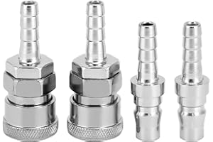 QWORK® 4 Pezzi Raccordo Rapido per Tubo, 8 mm Raccordi Aria Compressa, per Compressore, Tubo dell'aria