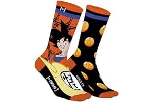 [ X ] Capslab Chaussette Homme Dragon Ball Z Coton, 1 Paire de Chaussettes Fantaisie Homme Sangoku, Haute et Respirante, Orange, Noir, Jaune, Bleu, Taille