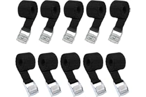 KOSHIFU 10PCS Sangles d'arrimage avec Boucle Réglable Sangle de Serrage Sangle de Fixation Sangle à Griffe Noir Sangle à Cliquet Antirouille Sangle Moto pour Porte Vélo Moto Stockage de Bagages 2x40cm