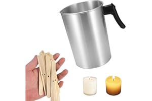 Ksvaye Olla Fusion de Cera para Hacer Velas 3L Crisol para Fundir Metales Jarra para Hacer Celas Kit para Hacer Velas con 50 Madera Mechas y Mango Resistente Al Calor para Fabricación De Velas DIY
