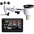 ECOWITT WS2910 Weather Stations, Wireless Outdoor Solar Powered 7 in 1 Weather Station Sensor, WiFi Indoor Color LCD Display, Weather Alerts for Home Garden Farm 868 MHZ
