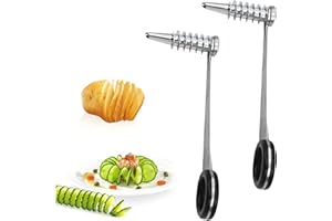 CHICHI:OÜ 2 Stück Edelstahl Spiralschneider Kartoffel, Tragbarer Kartoffelspiralenschneider, Spiralschneider, Kreative Obst und Gemüsezubereitung für Obst, Kartoffeln, Gurken, Karotten, Zucchini