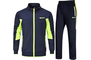 Rdruko Mens Tracksuit Set Hooded Jacket Sweatsuits Jogging Tops Full Zip Joggers Sports Sweatsuit with 2 Pockets