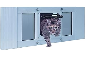 Ideal Pet Products - Finestra in Alluminio per Animali Domestici, Regolabile per Adattarsi a finestre di Larghezza da 68,6 cm a 81,3 cm, gattaiola da 16,5 x 16,5 cm