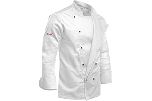 strongAnt Kochjacke Herren Langarm inkl. Kugelknöpfe Slim Fit Kochuniform Bäckerjacke