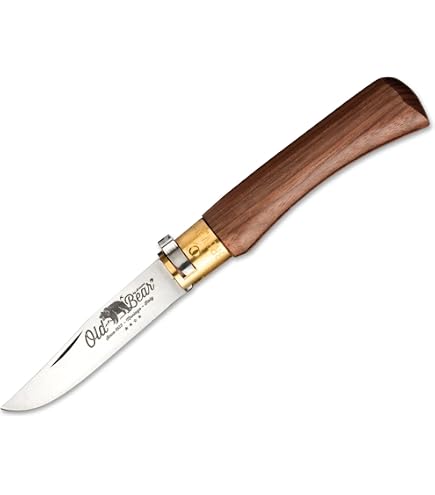 Old Bear Taschenmesser Unisex – Schwarz, 17 Cm Gesamtlänge, 7 Cm Klinge, Twist Lock, Schichtholz-Griff