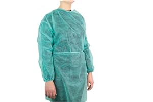 PB PHARMA PBpahrma - Camice monouso NON sterile TNT - Camice usa e getta, Camici con Polsini in cotone per visite, di colore verde, camice medico per sala operatoria, traspirante e resistente, x20pz