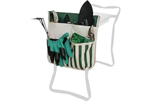 OHMILL Folding Garden Seat Bags Kneeling Pad Garden Tools Bags Gardening Tote Bag Gardeners Bench Kneeling Bag Caddy Bags Gardeners Storage Bag Tote Organizer Yard Carrier Bag Hand Tool Storage