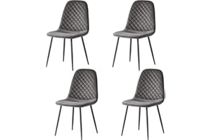 AINPECCA Set of 4 Velvet Dining Chairs Fabric Upholstered seat with Metal Legs Dressing Lounge Home (4, Gray)